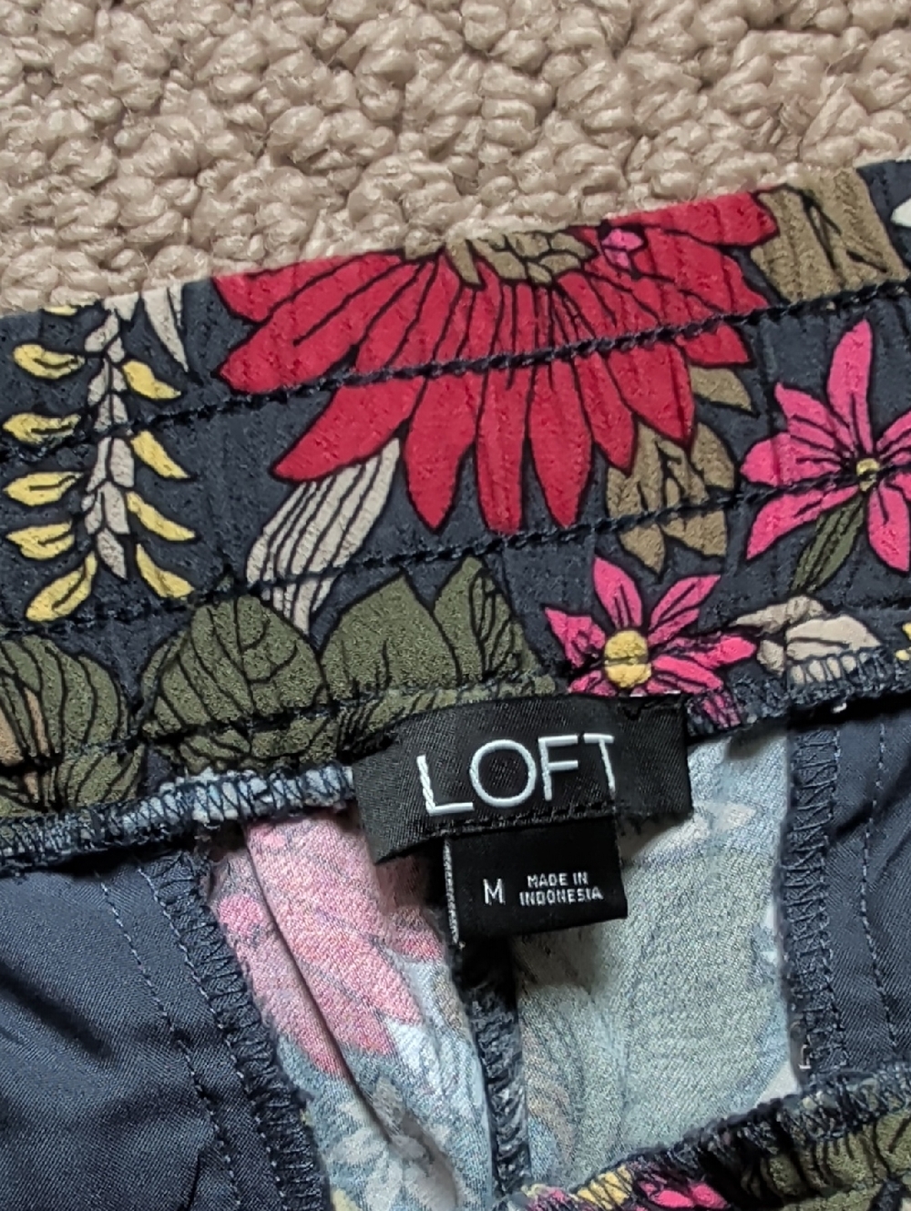 Wide Leg Elastic Drawstring Floral Garden Multicolor Palazzo Pants with Pockets - Picture 6 of 12